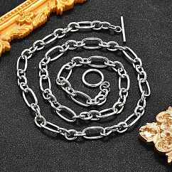 Не тускнеющие унисекс-цепочки из нержавеющей стали 304 Figaro, с Переключить застежками, цвет нержавеющей стали, 20.47 дюйм (52 см), ссылка: 14x7.5x1.5мм и 8.5x6.5x1.5мм