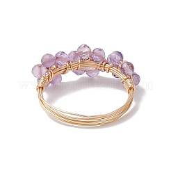 Природные палец кольца аметист RJEW-TA00198-02