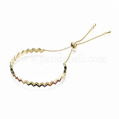 Латунь микро проложить кубический цирконий слайдер браслеты BJEW-S142-030-NF