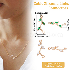 20 шт. 2-х цветные латунные подвески-соединители с микропаве из кубического циркония&nbsp;KK-BBC0002-97