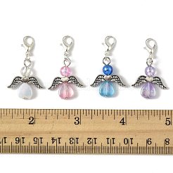 32шт 4-цветный ангел из прозрачного акрила с подвесными украшениями из сплава HJEW-FS00040-01