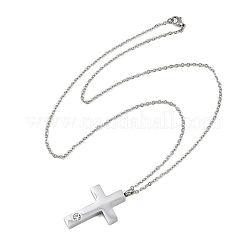 304 нержавеющая сталь паве прозрачный кубический цирконий крест подвеска урна для праха домашних животных ожерелья&nbsp;LS-NJEW-S455-07P