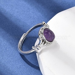 Природные палец кольца аметист RJEW-A084-03P-09