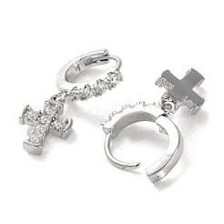 Латунные серьги-кольца из прозрачного кубического циркония EJEW-C121-18P