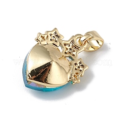 Настоящие 18-каратные позолоченные подвески из латуни с микропаве из прозрачного кубического циркония&nbsp;KK-C015-08G