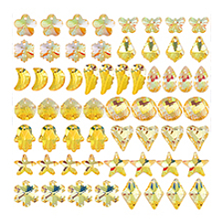 60 шт. 15-х цветные стеклянные подвески с УФ-покрытием&nbsp;GLAA-PH0003-89