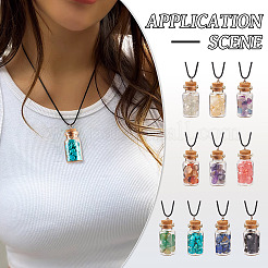 Ожерелья с подвесками из натуральных и синтетических драгоценных камней и стеклянных бутылок&nbsp;NJEW-TAC0016