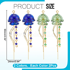 4 шт. подвески из латуни и стекла двух цветов&nbsp;PALLOY-WR00029