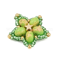 Подвески из стеклянного бисера ручной работы и синтетических окрашенных бусин императорской яшмы&nbsp;PALLOY-MZ00752