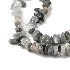 Нити бусин из натурального голубого меха кролика с рутиловым кварцем G-H315-A06-01