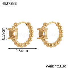 Серьги-кольца из нержавеющей стали 304 с бусинами&nbsp;STAS-OY011-98G