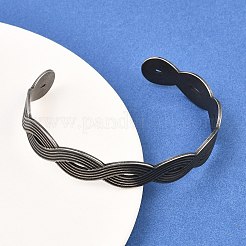 Браслеты-манжеты из хирургической нержавеющей стали 316 с волнообразным плетением&nbsp;BJEW-C125-02AS