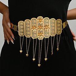 Цепочка из сплава в стиле бохо с цветочным принтом в виде монеты и кисточкой в форме сердца для женщин WL4695