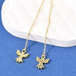 Серьга-нить из латуни с микропаве и прозрачными кубическими циркониями.&nbsp;EJEW-H182-08G