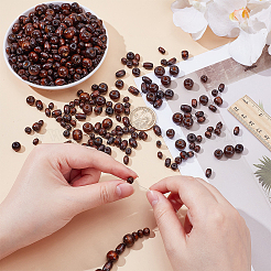 600 шт. 6 стиля крашеных бусин из натурального дерева WOOD-WR0001-19