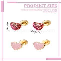 4 шт. 2-х цветные серьги-гвоздики из нержавеющей стали с эмалью&nbsp;EJEW-LP0001-83