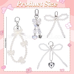 4шт 4 стиля бант пластиковый кулон украшение&nbsp;HJEW-SZ0001-39