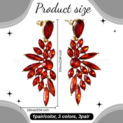 3 пара двухцветных сережек-гвоздиков в форме крыльев из смолы EJEW-GO0003-24