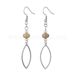 Серьги-подвески в форме конского глаза из натуральных смешанных камней&nbsp;EJEW-JE06814