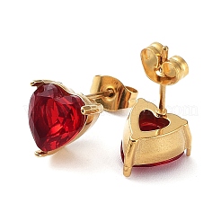 6 пара двухцветных сережек-гвоздиков в форме сердца с цирконием EJEW-A024-15C