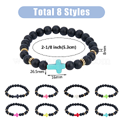 8шт. набор браслетов-цепочек из синтетических бусин бирюзового цвета двух цветов BJEW-FI0001-27