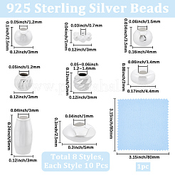 80шт 8 стиля 925 бусины из стерлингового серебра&nbsp;STER-BBC0008-87