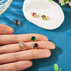 6 шт. 6-х цветные латунные подвески с кубическим цирконием KK-TA0002-15