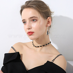 4 пара двухцветных стеклянных сережек-капель со спиральным узором EJEW-FI0001-07