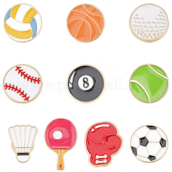 10 шт. 10 стиля эмалевых значков в спортивной тематике&nbsp;JEWB-CP0001-49
