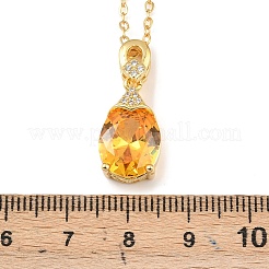 Овальные латунные топазовые муассанитовые подвески-ожерелья WG6A185-01