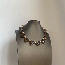 Ожерелья из акриловых бусин с леопардовым принтом в виде сердечек и круглого искусственного жемчуга&nbsp;FS-WG140B1-01