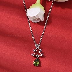 Подвески с микропаве из кубических цирконий в форме рождественской елки из латуни NJEW-L468-01P-B02