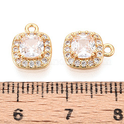 Латунные микропаве прозрачные подвески с фианитом&nbsp;KK-T078-11G