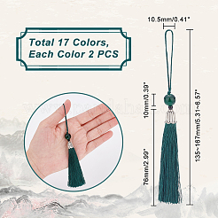 34шт 17 цвета полиэфирная кисточка кулон украшения&nbsp;AJEW-PH0004-33