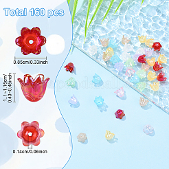 160 шт. 8-цветные 6-лепестковые акриловые колпачки для бусин с имитацией желе&nbsp;JACR-YW0001-02
