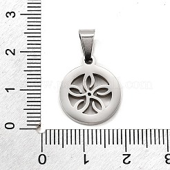 Плоские круглые с цветком подвески из нержавеющей стали 304&nbsp;STAS-M121-03P