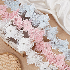 Двухслойные полиэстеровые цветочные кружевные ленты DIY-WH0656-60B