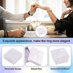 Квадратные бумажные подарочные коробки для колец с бантом&nbsp;CON-TAC0010-80E