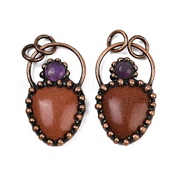 Подвески из натуральных и синтетических смешанных драгоценных камней и натурального аметиста&nbsp;G-Z101-06R