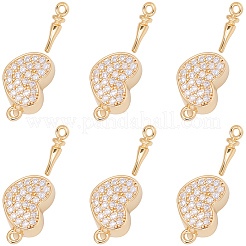 6 шт. латунные застежки-коробочки с микропаве из прозрачного кубического циркония KK-BBC0019-67