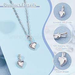 2 шт. 925 подвески в форме сердца из стерлингового серебра с родиевым покрытием STER-HS0001-06P