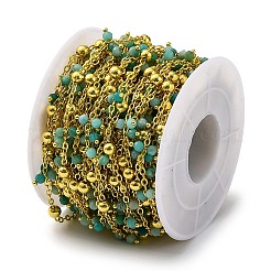 Цепочки из граненого натурального амазонита ручной работы из бисера CHC-L050-02G-08