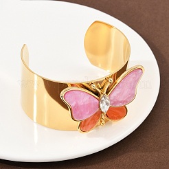 Браслеты-манжеты из акрила из нержавеющей стали 304 для женщин&nbsp;BJEW-A049-05G-01