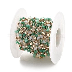 Цепочки из латунных и стеклянных бусин ручной работы&nbsp;CHC-L051-03KCG-03