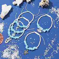 Браслет с подвеской в тибетском стиле из сплава на тему океана BJEW-JB09891