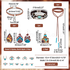 Кольца из искусственной кожи с овальными и каплевидными ожерельями SJEW-PH0001-12
