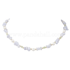 Наборы ожерелий и браслетов из натурального голубого кружевного агата&nbsp;SJEW-JS01377