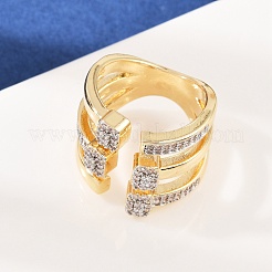 Латунные микро проложить манжеты кольца кубического циркония RJEW-C140-12G