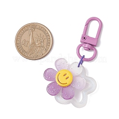 5 шт. 5-х цветный акриловый цветок-подвеска с улыбающимся лицом HJEW-JM03872