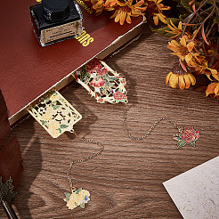 2 шт. 2 стиля закладки из цинкового сплава с эмалью AJEW-CP0003-98B